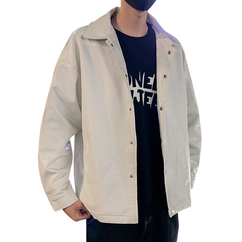 

Retro PU Soft Leather Jaet Men's Motorcycle Casual Sli Versatile Simple Matchable Jaet Trendy Youthful Sle Regular ...