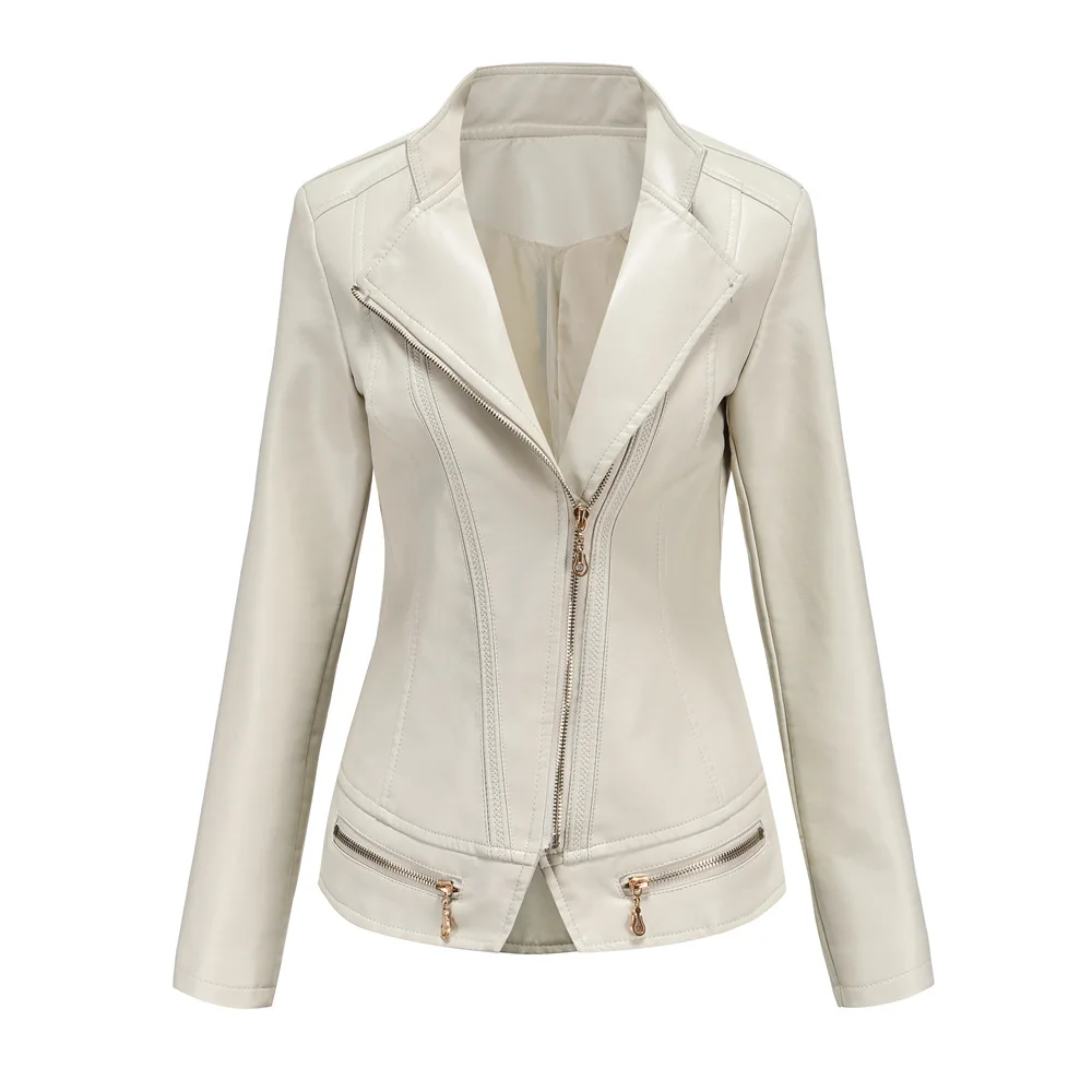 Blouson en cuir PU femme, décontracté