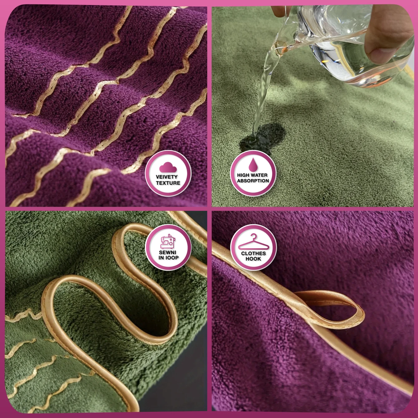 4pcs Luxury Bathroom Set,  Golden Towels, Modern Design, Colorfast - Essential for Home, Spa & Gifting - Machine Washable