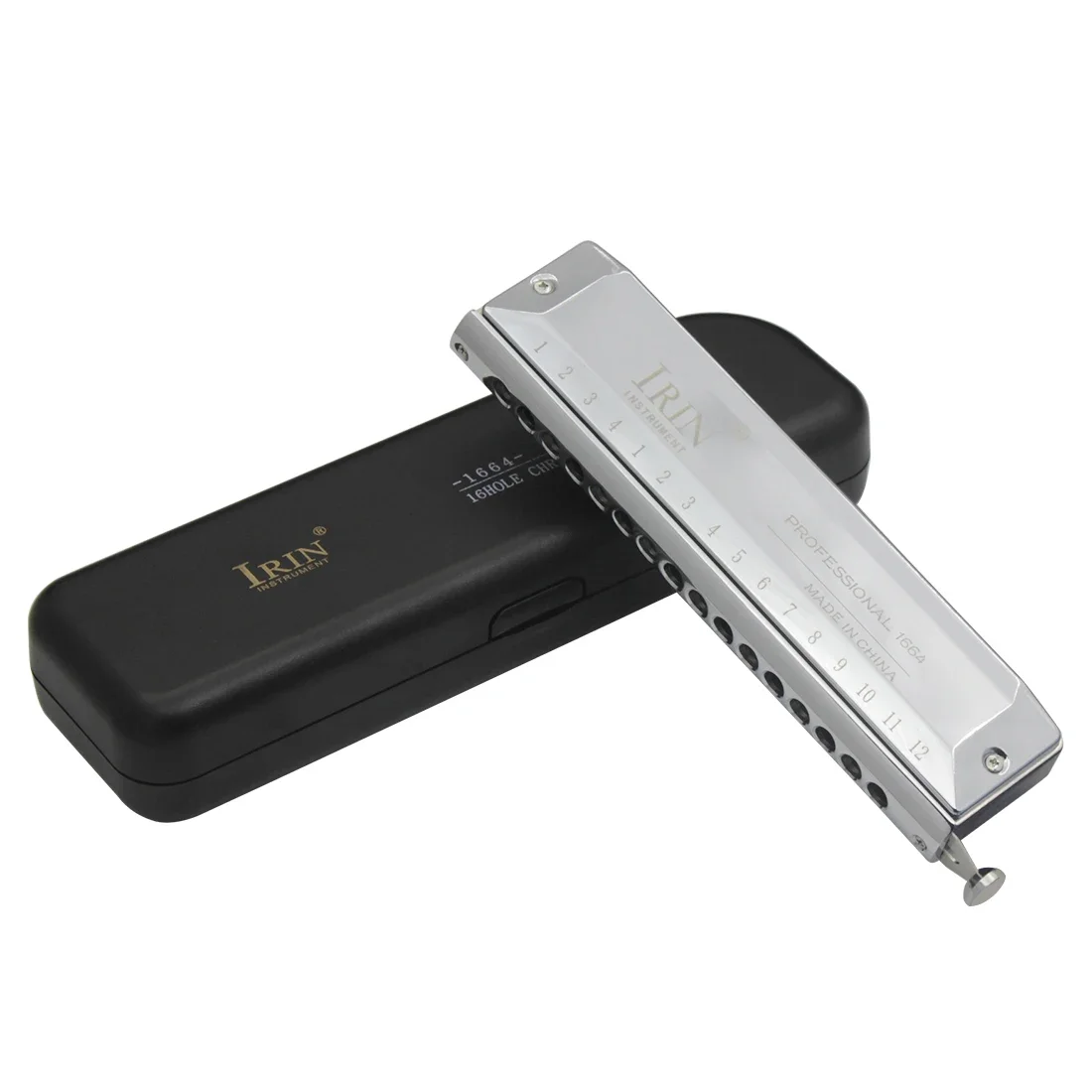 IRIN 1664 16 Hole Chromatic Harmonica 64 Tones Harmonica Silver
