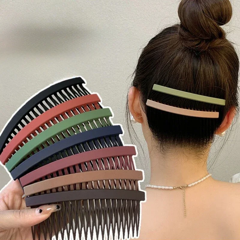 Simple Frosted Broken Hair Comb Clip Women Bangs Fixed Hairpins Headdress Girls Solid Color Hair Styling Braiders Accessories