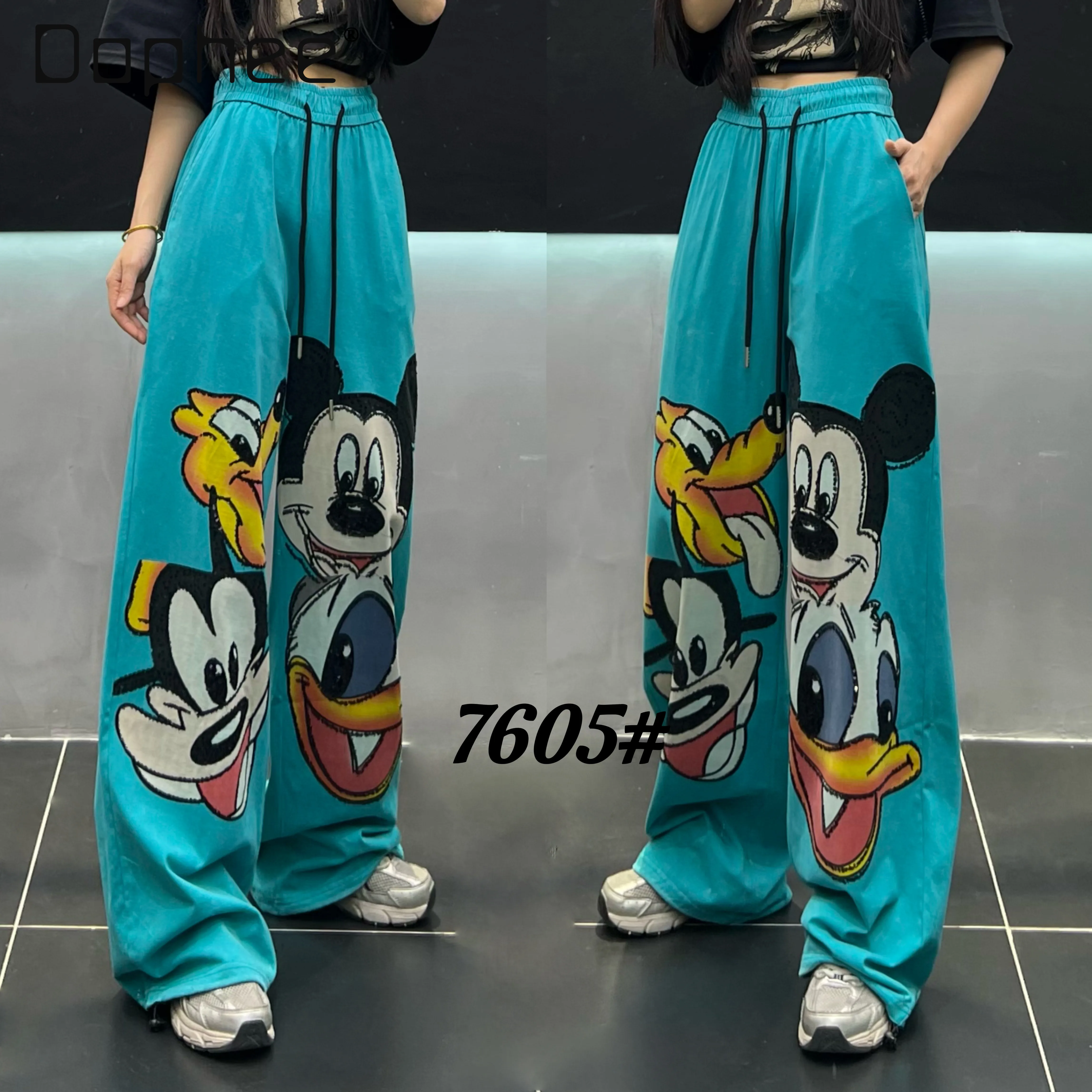 

Новые женские повседневные брюки 2026 года: модные, свободные, прямые, широкие, длинные, с мультяшным принтом, в стиле пэчворк, для женщин