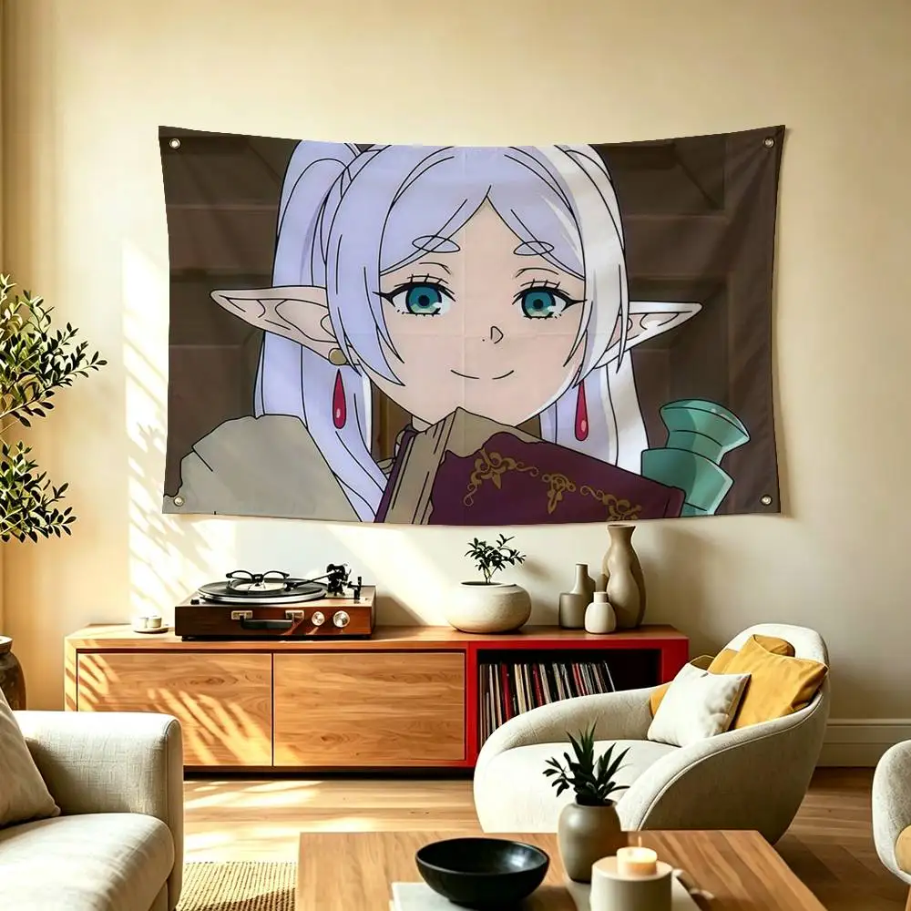 Cute Anime Character F-Frieren  Flags for Bedrooms Home Decor Items Outdoor Decors Garage Decoration Flaga