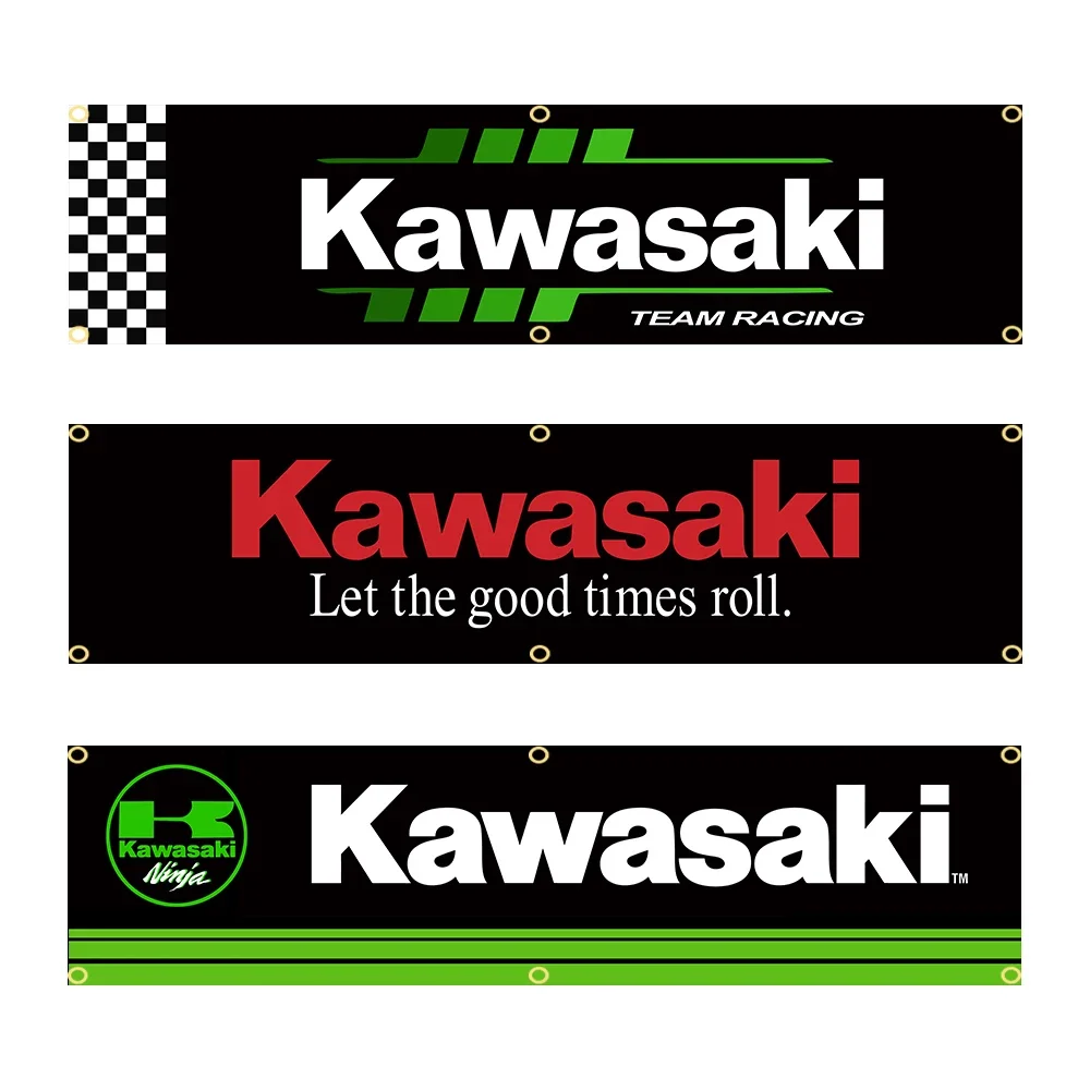 

60X240cm Kawasakis Niajas Team Motorcycle Banner Flag Polyester Printed Garage or Outdoor Decoration Tapestry