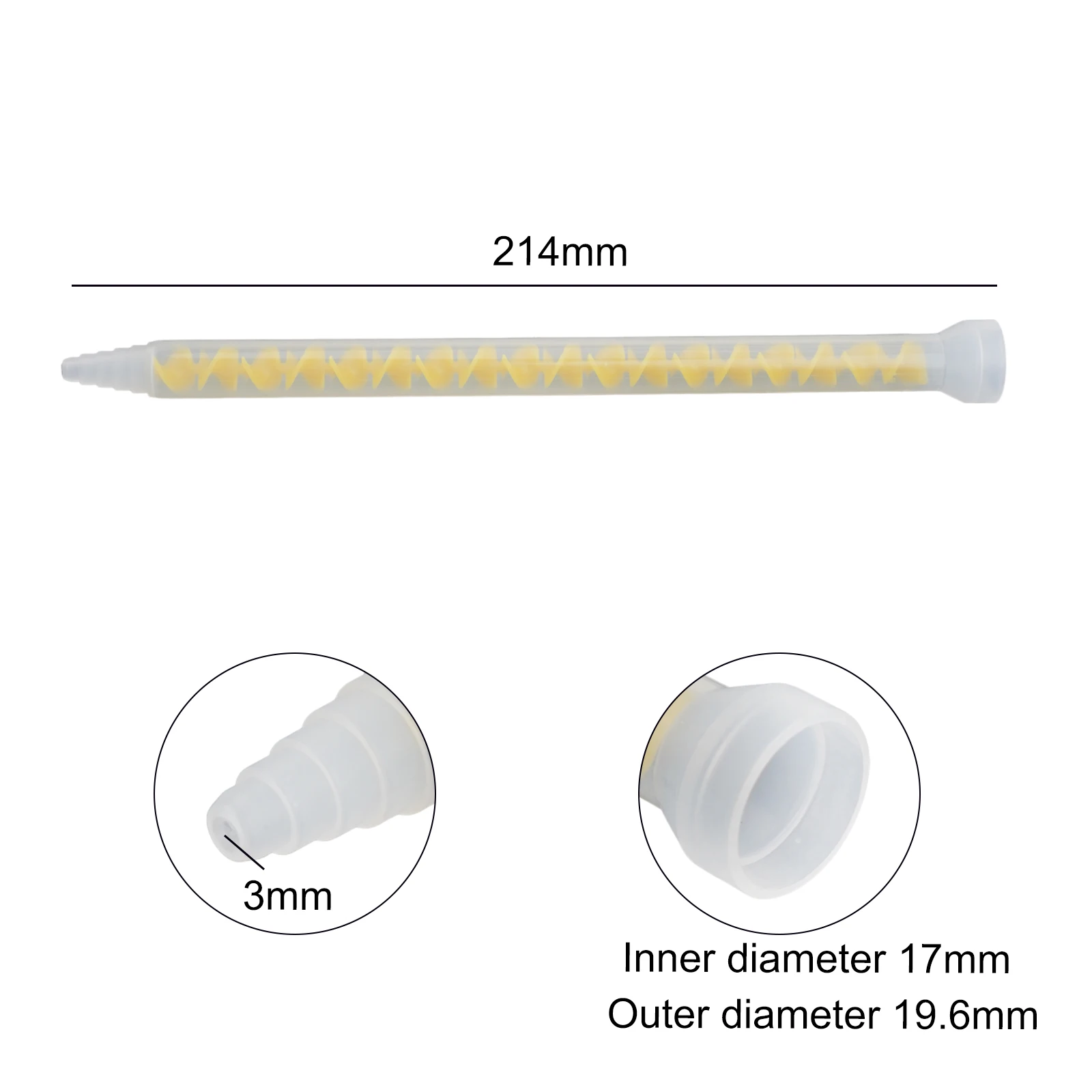 Mixing Nozzle AB Glue Mixing Tube 10-18 Series 214mm White Cover For Most Plastics Rubber For Bonding Metal Wood