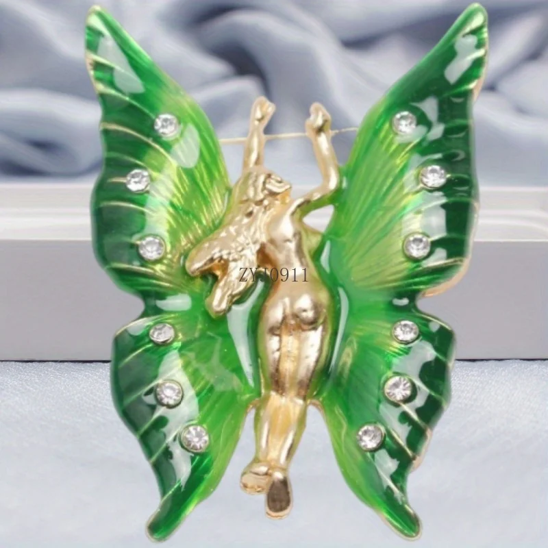 *Vintage grüne Schmetterlings-Brosche für Damen, luxuriöse Anstecknadel, exquisite Palast-Stil-Abzeichen-Corsage