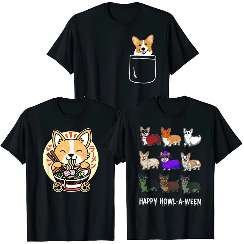 Corgi In Pocket Funny Crazy Dog Lover Gift T-Shirt Kawaii Ramen Cute Anime Dog-Corgi Japanese Noodles Drk Tees Halloween Costume