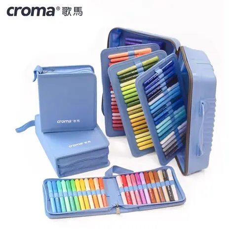 CROMA – Ensemble de marqueurs acryliques liquides rechargeables à pointe souple, compatibles avec la superposition, pinceaux aquarelles lavables, 24/48/80/120/160 couleurs