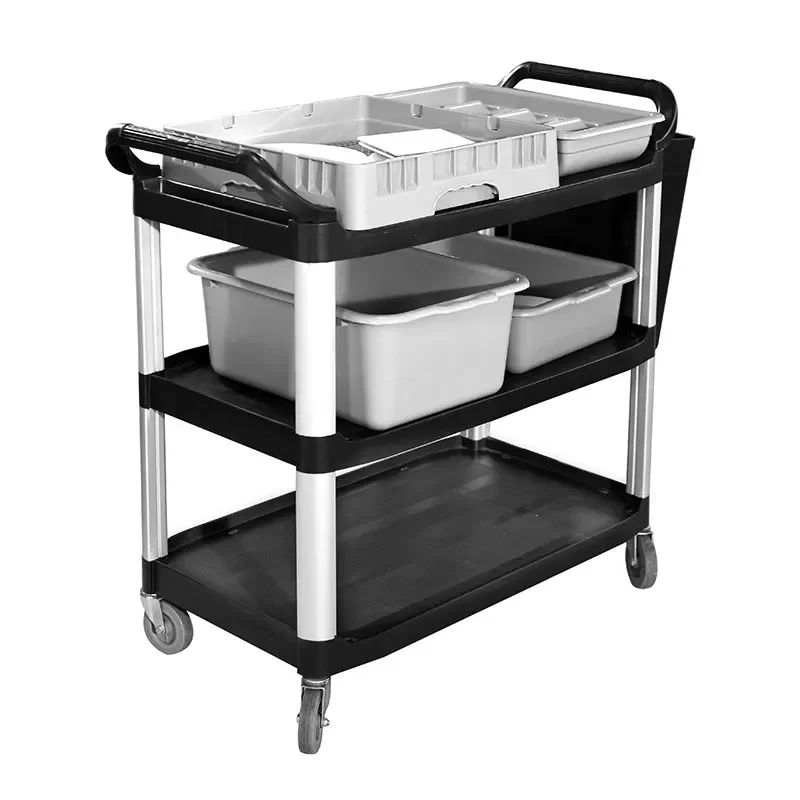 Plastic Hotel Service Restaurant Offers Trolley Board Collection Closed Cart with Trash Can