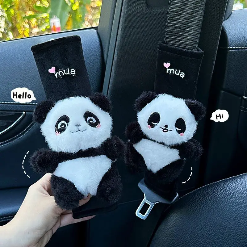 New Cartoon Panda Car Seat Belt Shoulder Protector Cute Animal Children Plush Cover Interior Decoration Car Accessories