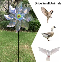 Silver Laser Bird Repellent Silver Windmill 8-Blade Rotating Windmill For Farm Estate Outdoor Bird Repeller