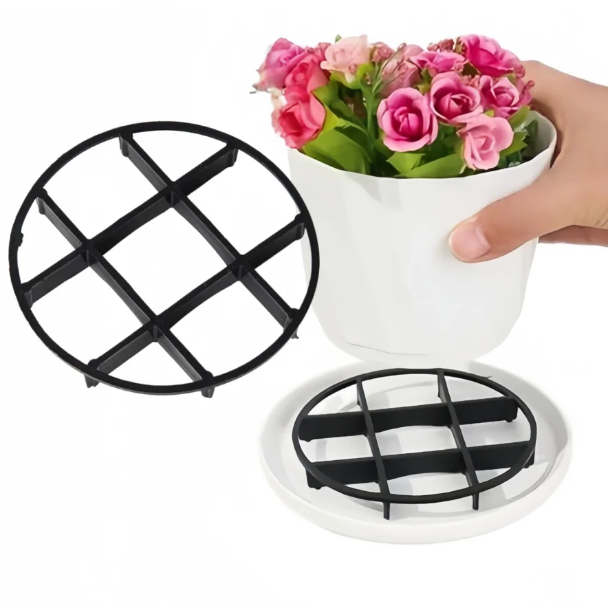 10 Stück Blumentopfuntersetzer aus Kunststoff, atmungsaktive Basis, verhindert Fäulnis der Wurzeln, für den Innen- und Außenbereich, praktisches Gartenzubehör – Detail 9