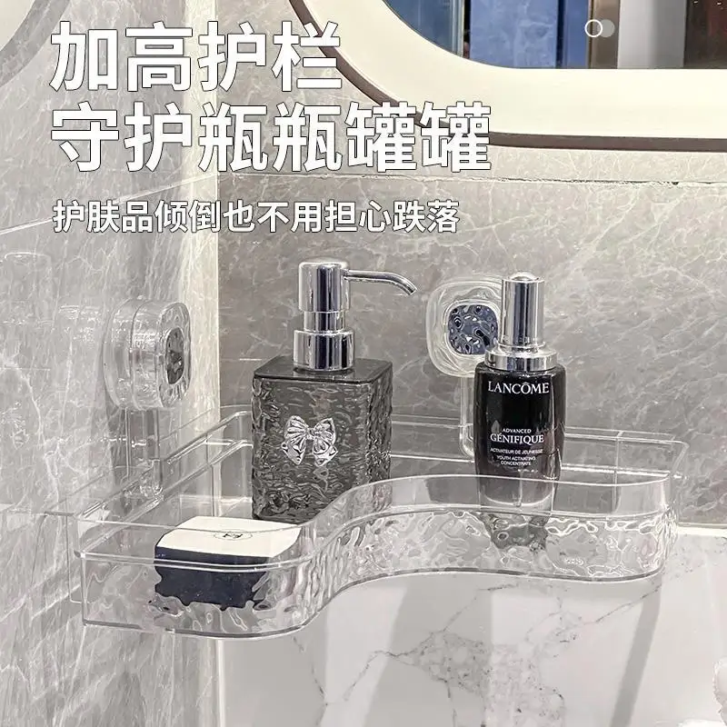 Custom.0 Bathroom Storage Rack Suction Cup Wall-Mounted No-Drill Toilet Corner Organizer Magic Bathroom Draining Rack