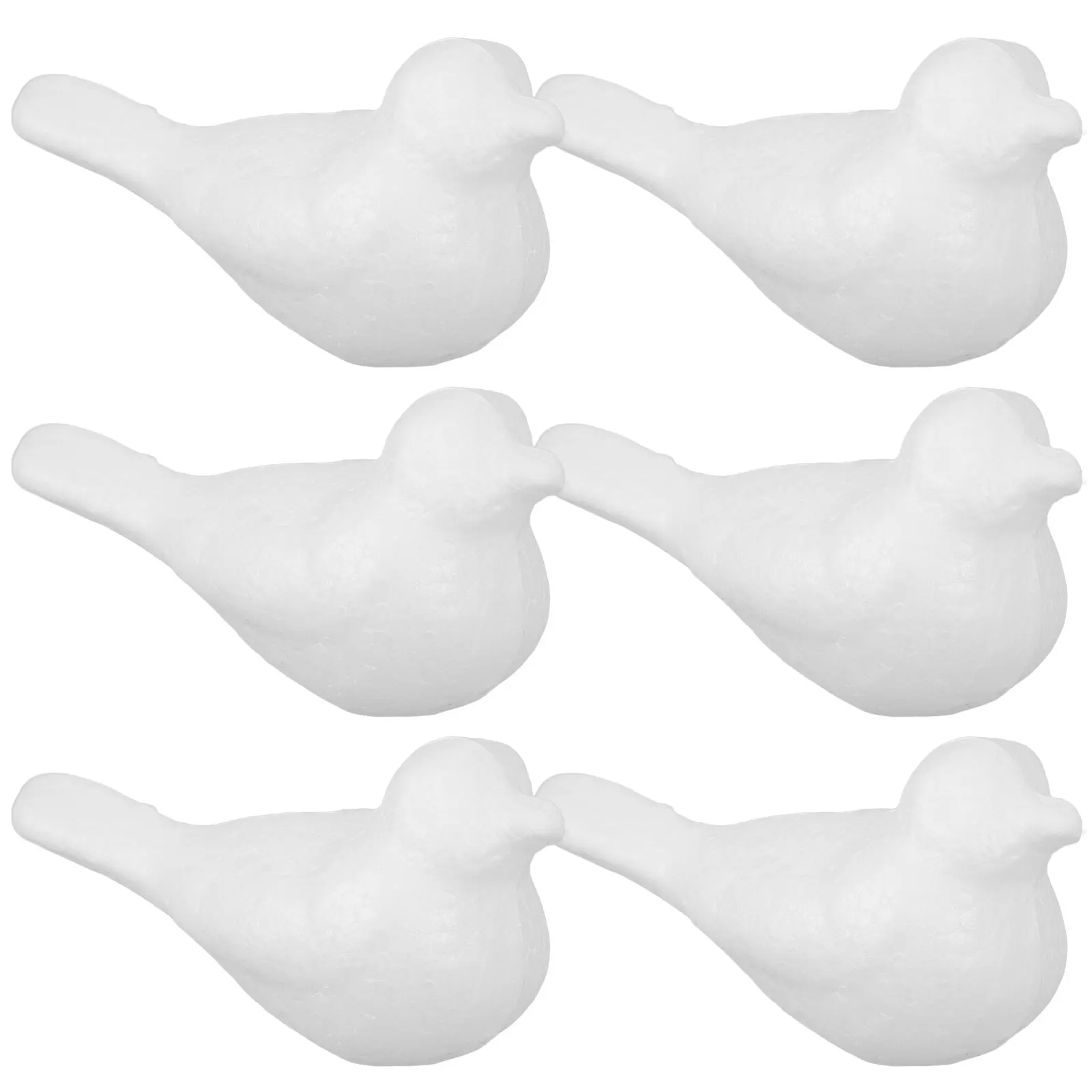 6 uds. De artesanías de espuma en forma de pájaro, accesorios de decoración DIY sin terminar blancos para niños, adornos navideños ligeros y duraderos