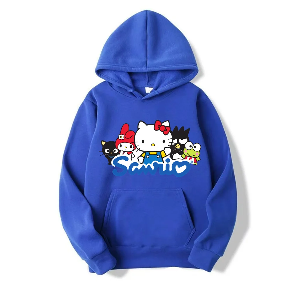 New Cartoon Fashion Hello Kitty Hooded Round Neck Pullover Hoodie Women Loose Oversized Top Hoodie Clothes Winter Clothes Women