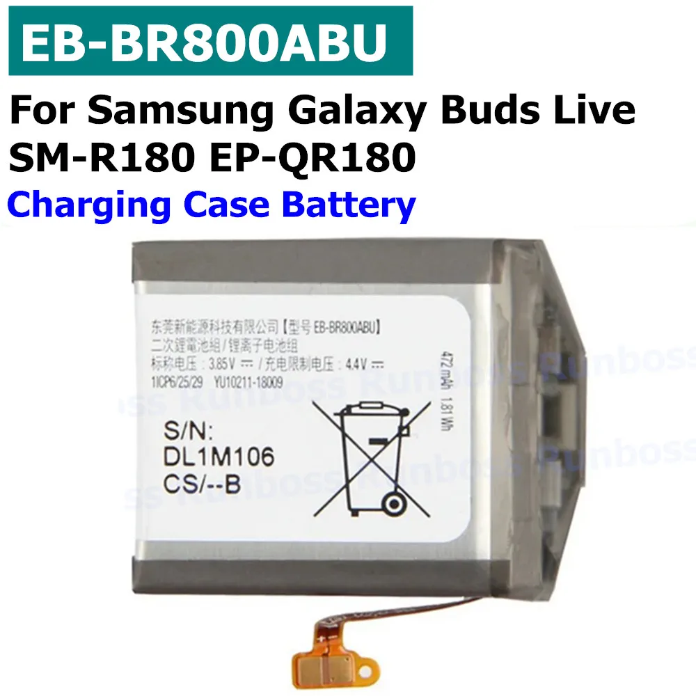 EB-BR800ABU 3.7V 95mAh Z55 Headset Battery For Samsung GALAXY BUDS+ Buds LIVE SM-R180 EP-QR180 Bluetooth Earphone