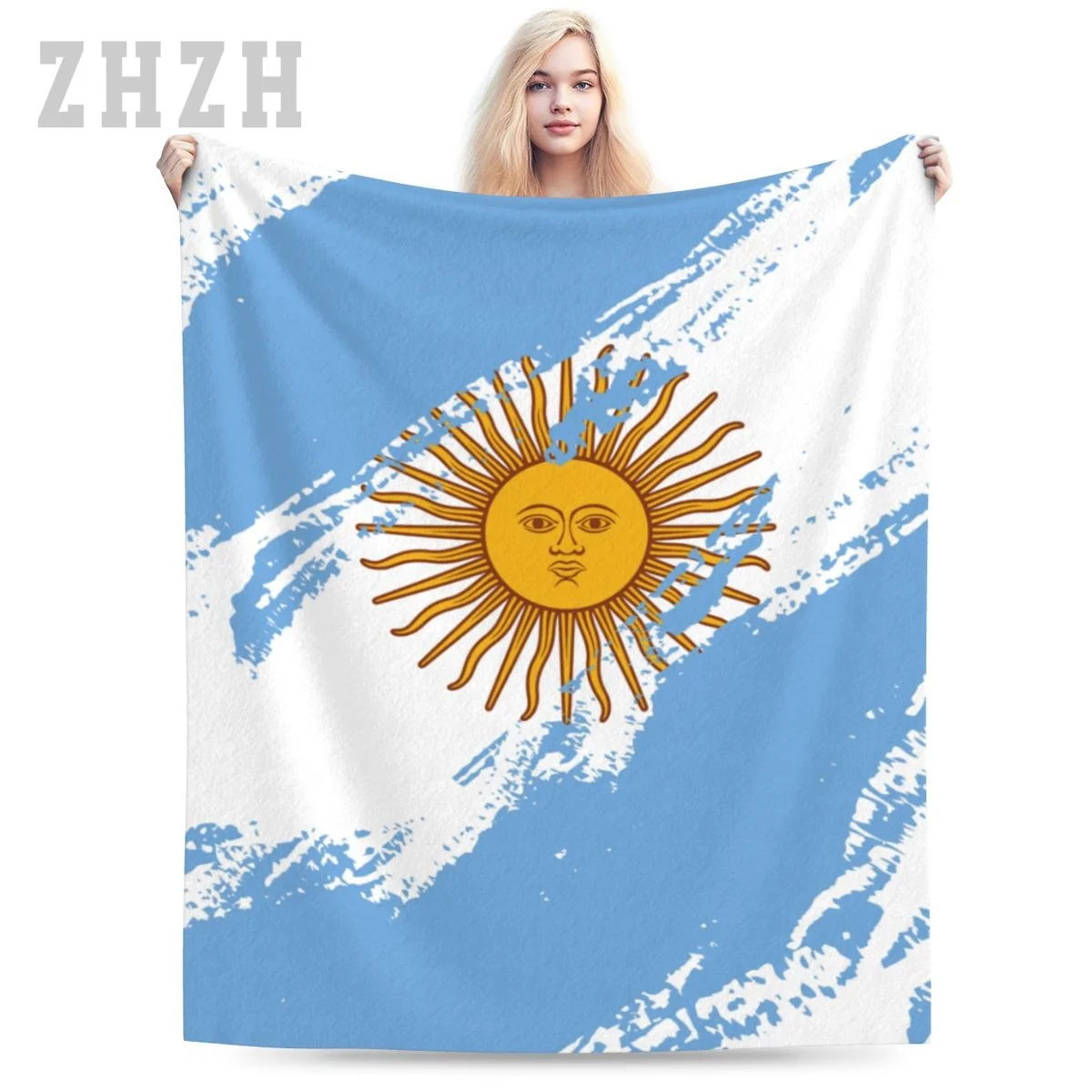 Blanket Argentina Flag Color Flannel Multifunction Camping Sofa Cover Keep Warm