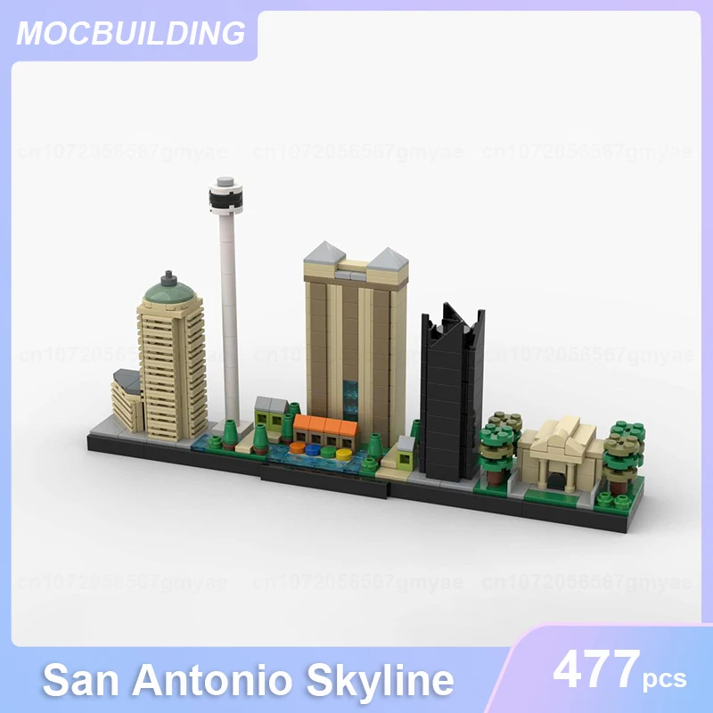 San Antonio Skyline Arquitetura Modelo MOC Blocos de Construção DIY Montar Tijolos Educacionais Criativos Coletar Brinquedos Presentes 477PCS