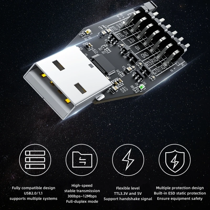 

3 шт. DTECH USB 2,0 к TTL 3,3 В 5 В модуль преобразователя последовательного порта IOT5086 (MS)