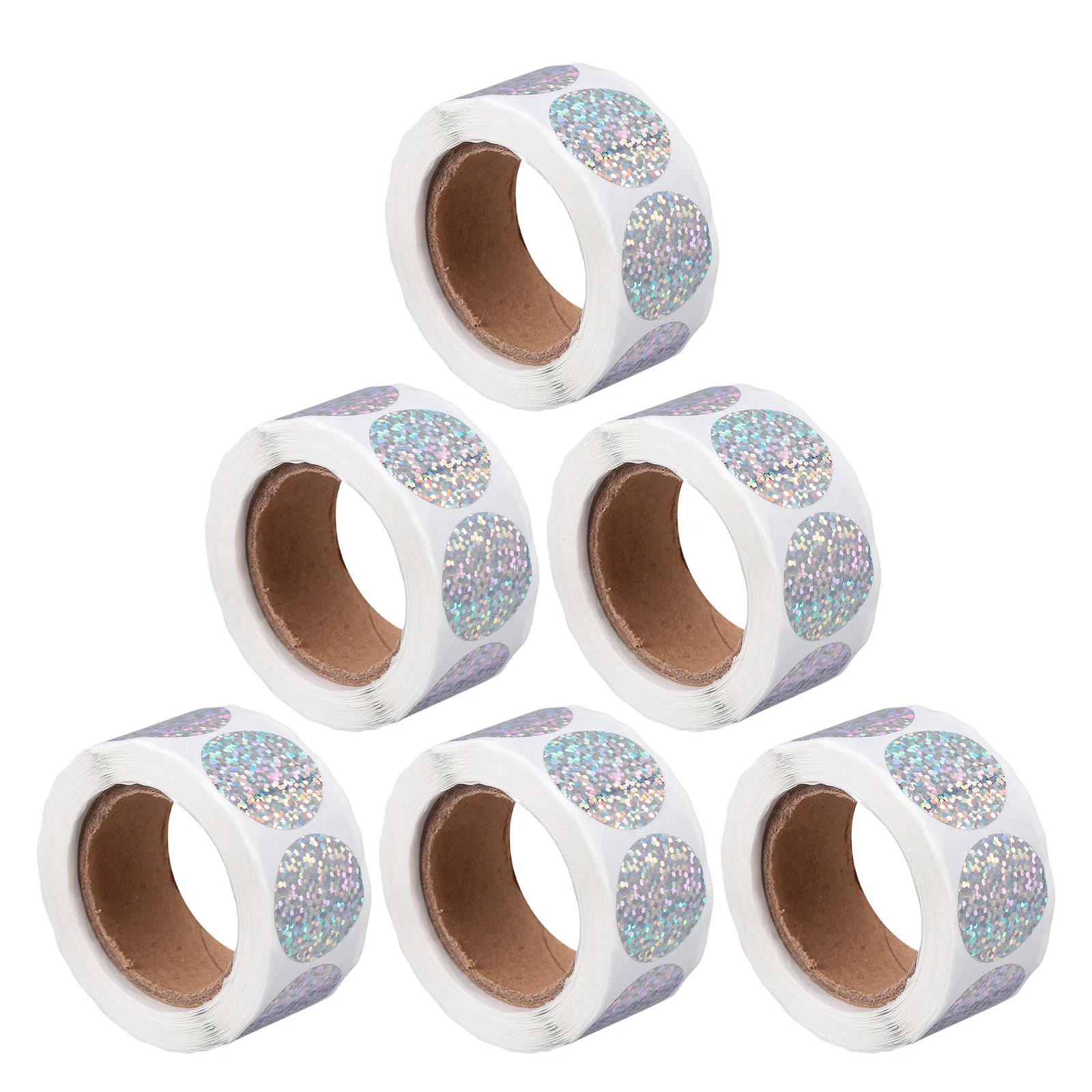 6 rollos de pegatinas redondas autoadhesivas, etiquetas holográficas circulares brillantes para embalaje en el aula, pegatinas brillantes de puntos organizadores