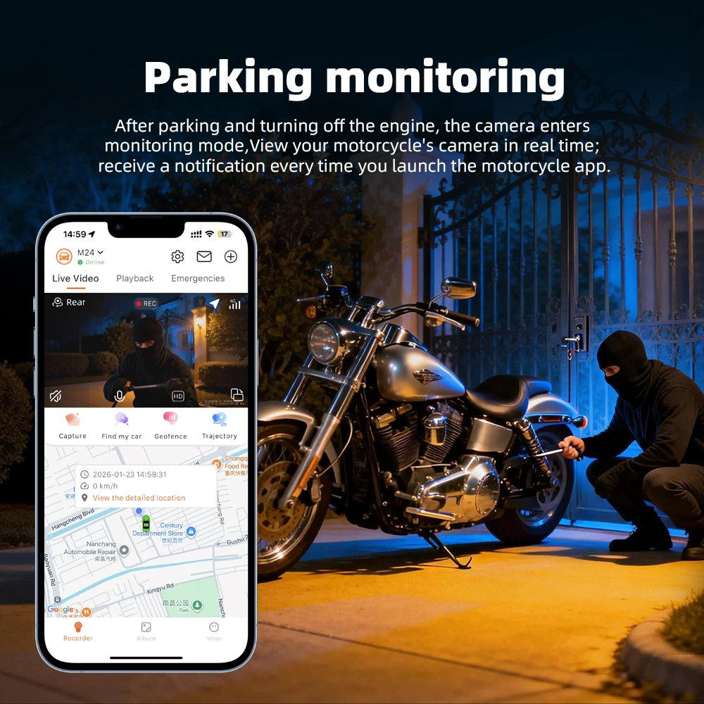 Linux 7Inch Screen Motorcycle Carplay GPS Navigation Wireless Apple Carplay Android Auto 4G remote live streaming+TPMS+HD-DVR view 4