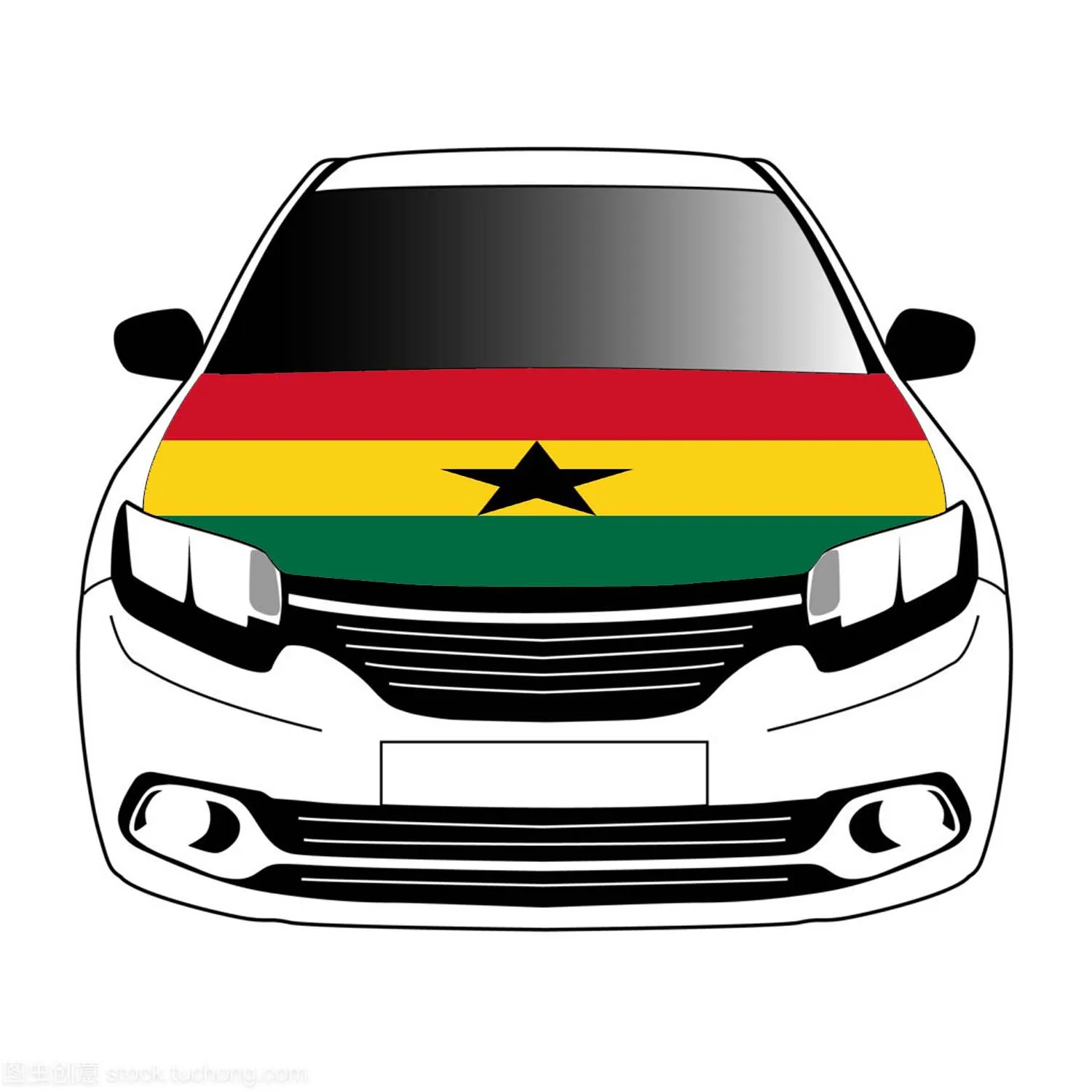 Ghana   flag car Hood cover 3.3x5ft/5x7ft 100%polyester,car bonnet banner