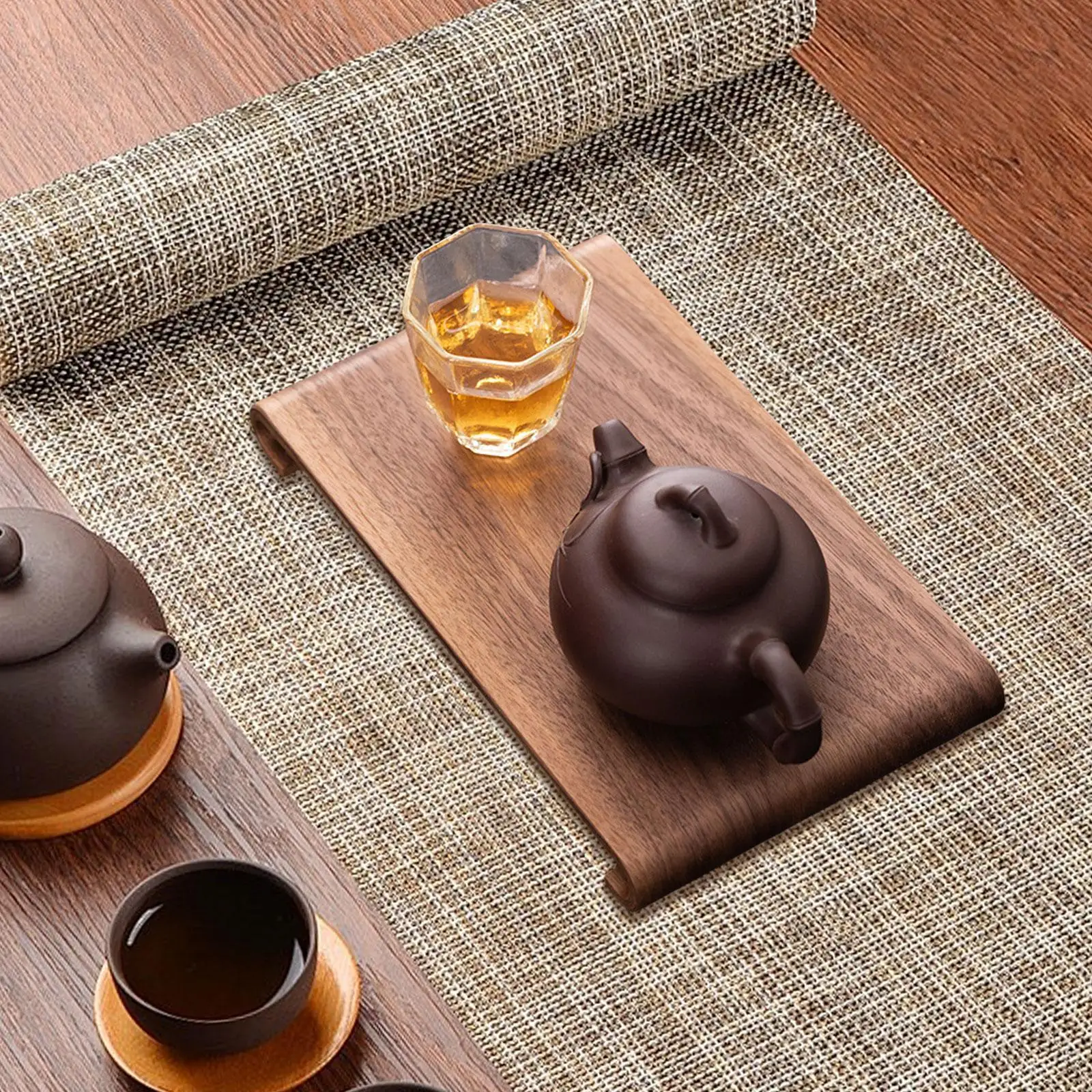 Wooden Tea Tray Kungfu Tea Set Tray Multifunctional Farmhouse Decorative Tray Chinese Tea Tray Serving Tray, for Hotel Home