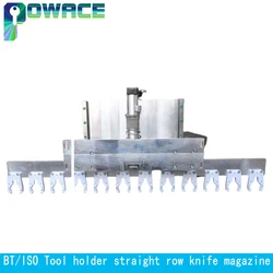 ISO30 BT30 ATC Tool Holder Automatic Tool Change Straight Rows Inline Tool Library 8 10 12 Cutter Head CNC Router Machine