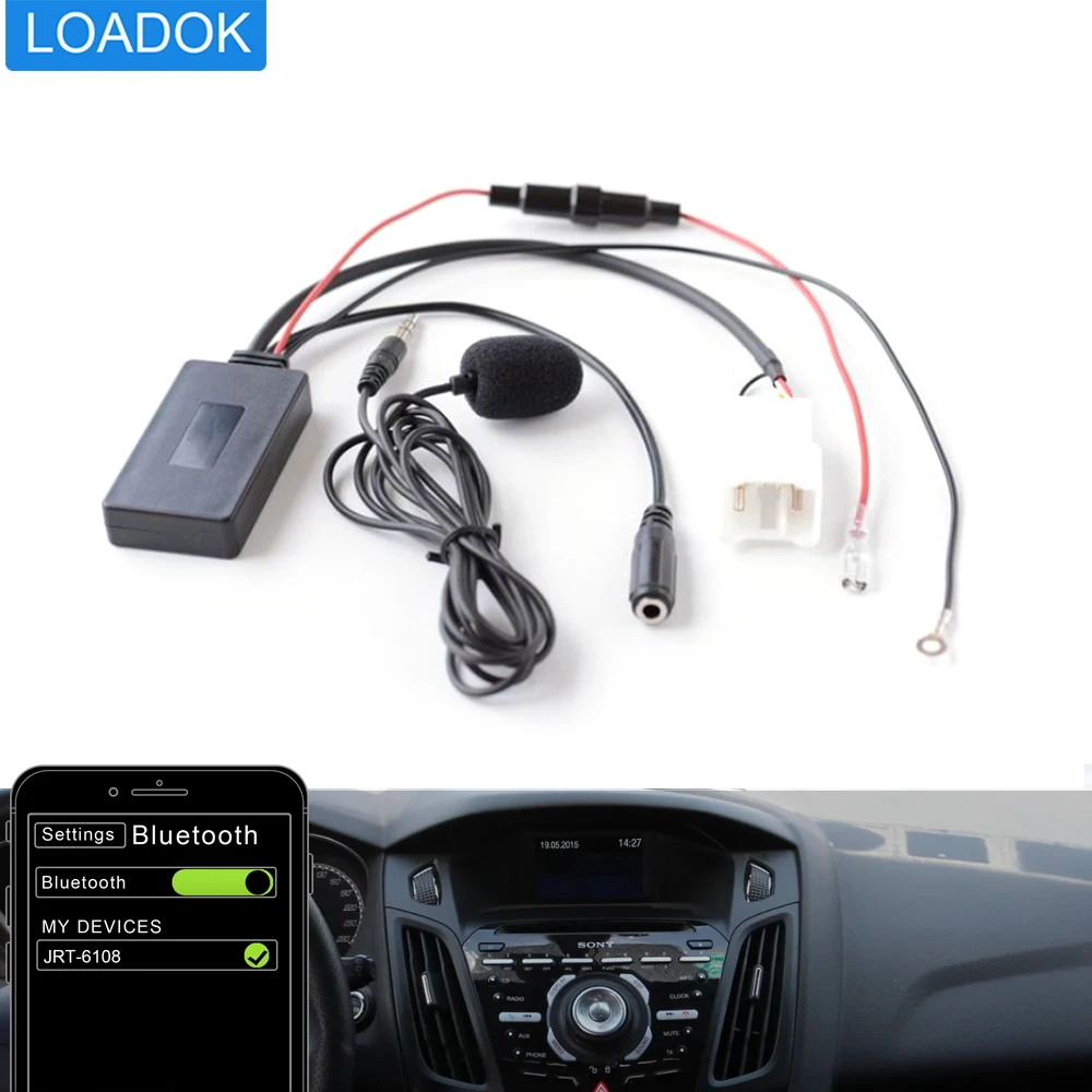 

6 Pin Car Bluetooth 5.0 Stereo Radio Aux Audio Music Microphone Handsfree Adapter Cable Fit For Ford Falcon Territory