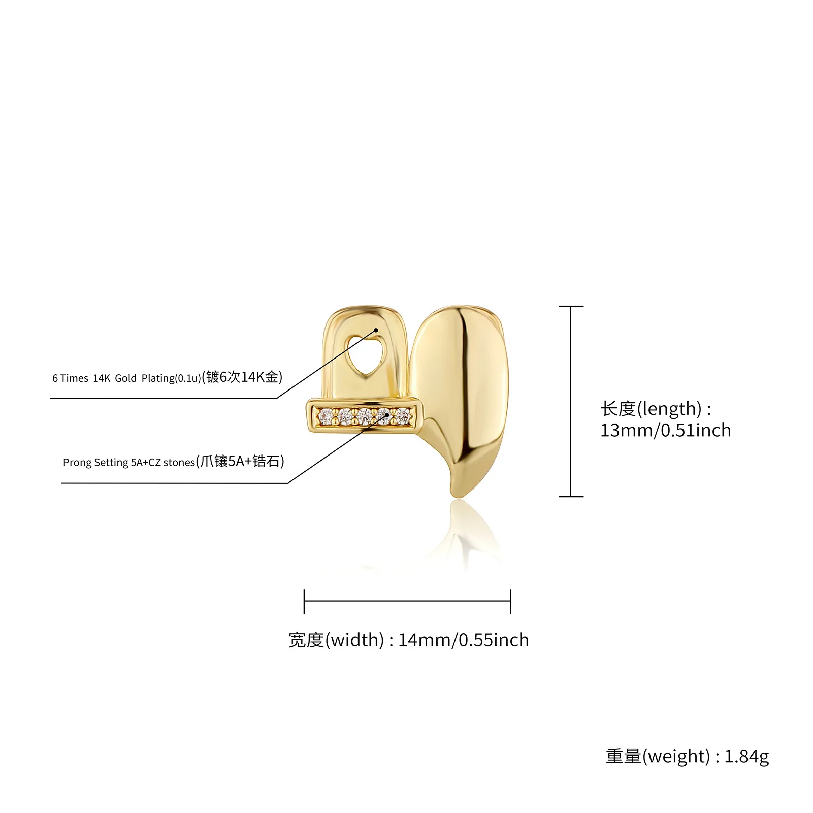 YOUNGX شريط أفقي الزركون الأسنان Grillz الأنياب للنساء الرجال المجوهرات الشرير تشيكوسلوفاكيا حجر لامع الأسنان قبعات هالوين تأثيري هدية