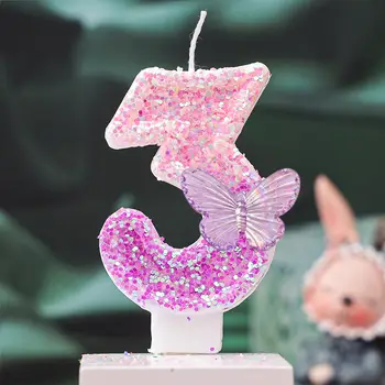 熱賣! 0-9數字漸層紫蝴蝶蠟燭 - 女孩和女神生日可愛蛋糕裝飾蠟燭 10 最佳銷售 蝴蝶蠟燭 - №7