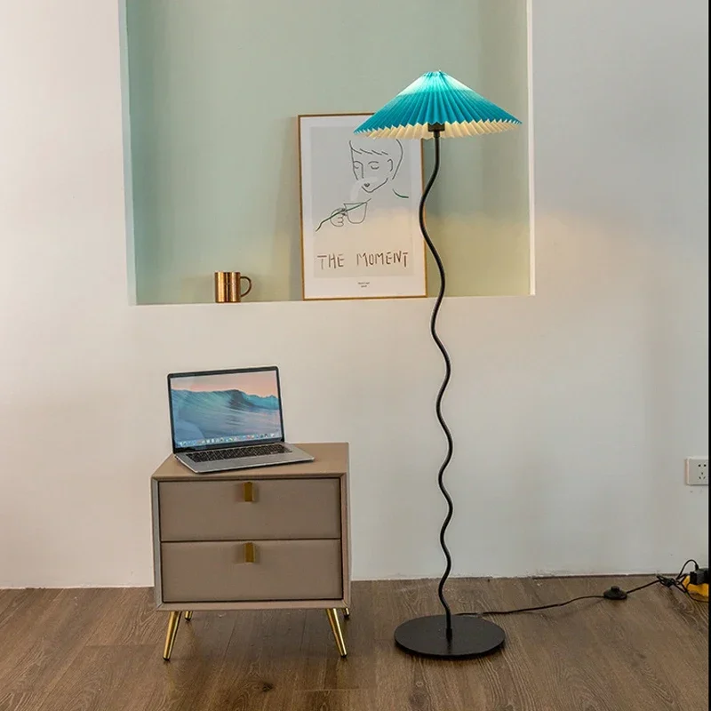 TechHPNordic Pleated Fabric Led Floor Lamp Living Room Sofaside Home Decor Standing Table Light