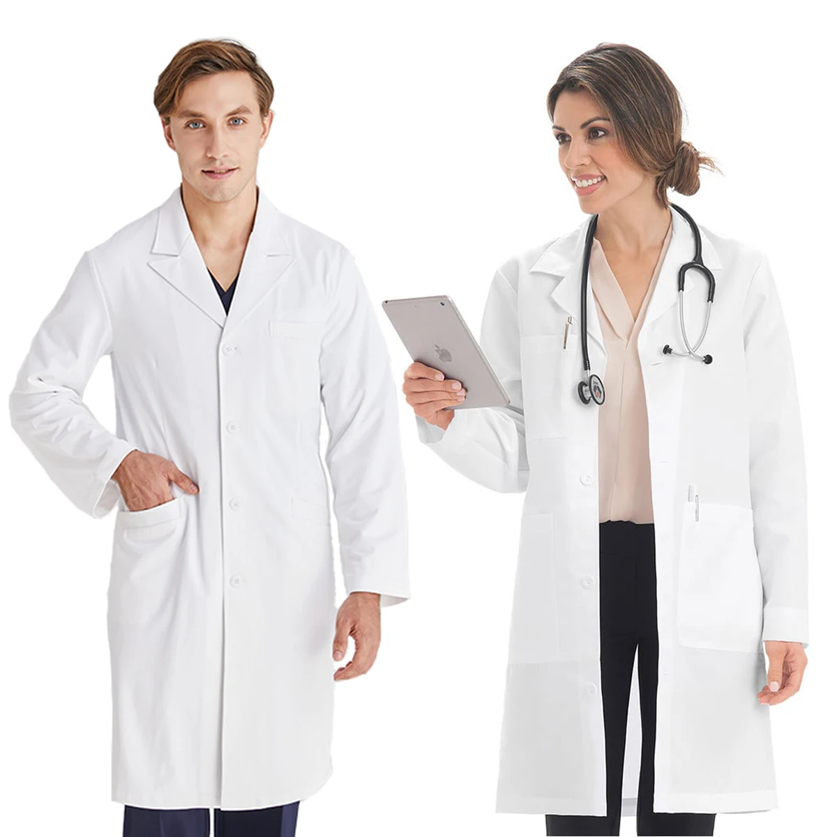 Bata Laboratorio Mujer Hombre Bata Blanca Laboratorio Algodón Bata Enfermera Mujer Bata Medico Manga Larga Doctora Disfr