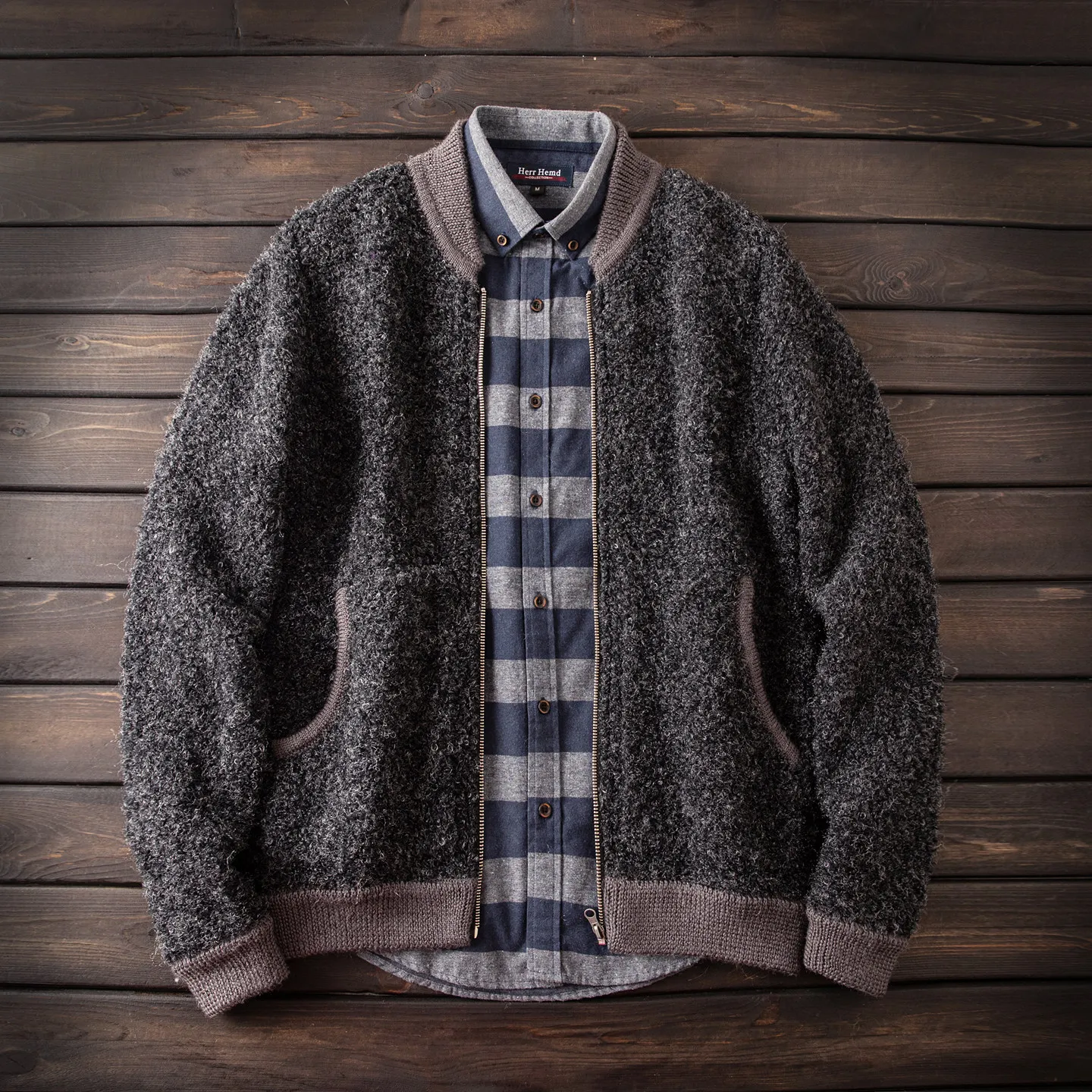 

Итальянский хит! Шерстяная пряжа особого качества! Осенне-зимний утепленный кардиган с воротником-стойкой, вязаный свитер-куртка