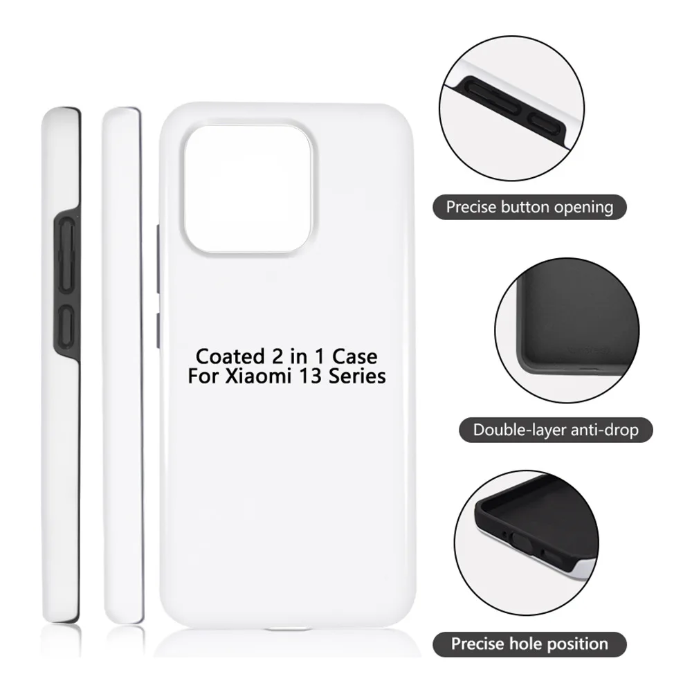 Coated 2 in 1 Blank Phone Case Cover for Redmi Note 14 13 12 11 Pro for Xiaomi 13 3D Sublimation Heat Transfer Printing Machine