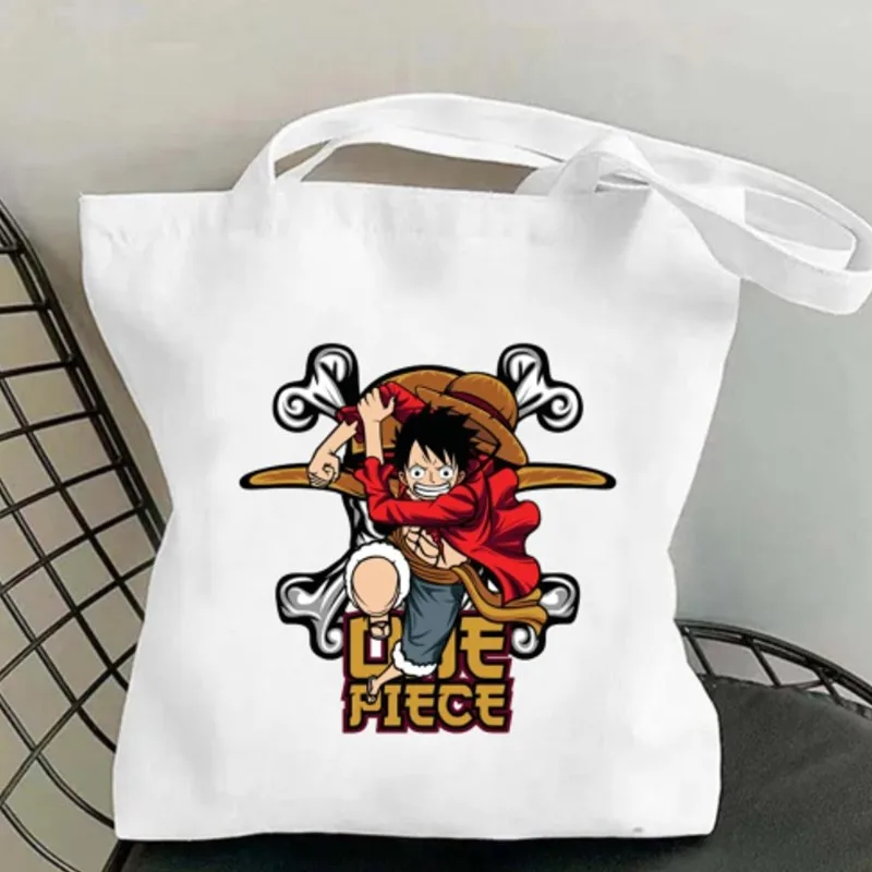 Bilibili One-L-Luffy-gear-5-P-Piece Women Shoulder Bags Casual Handbag Tote Bag Large Capacity Cotton Shopping Bag