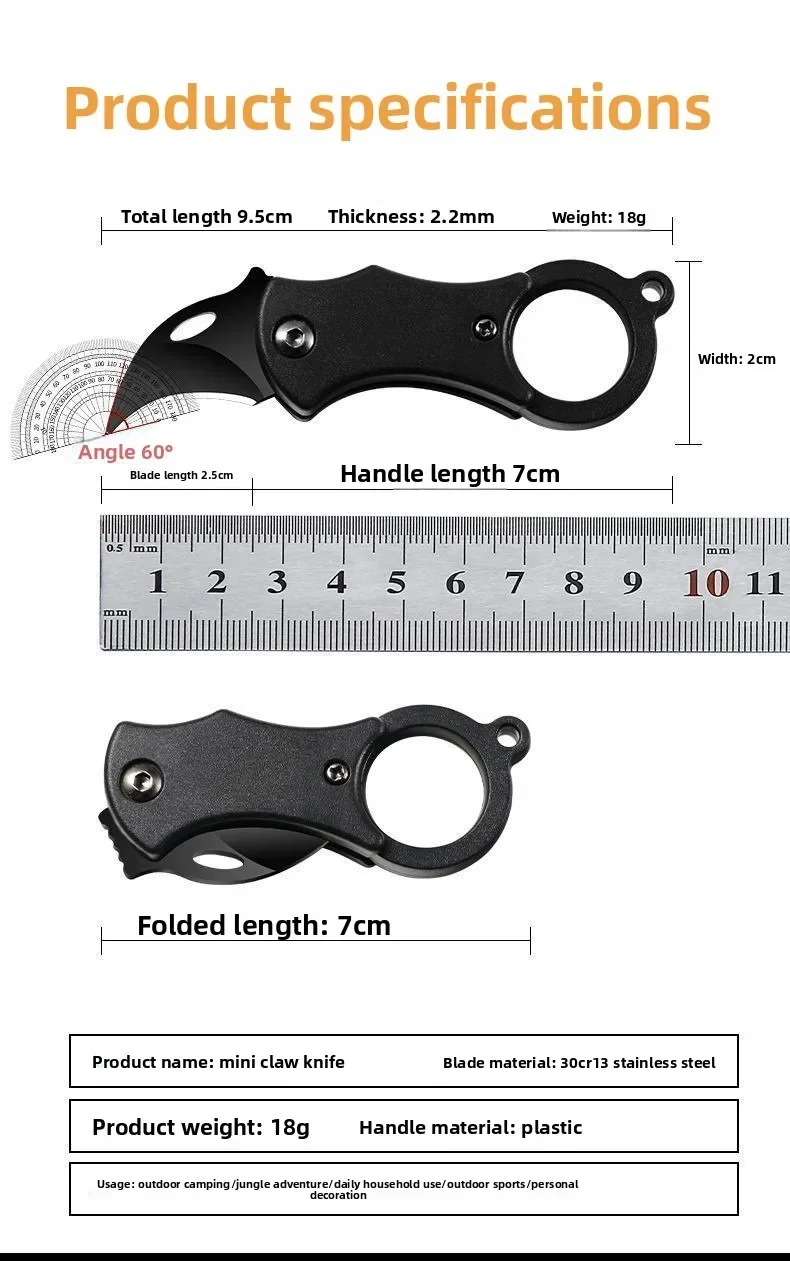 NEUES Mini-Schlüsselanhänger-Taschenmesser aus Edelstahl, Camping-Mini-Messer, tragbares Schälmesser mit feststehender Klinge, Multi-EDC-Werkzeug mit Kette – Detail 4