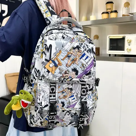 Dragon Ball Goku Ryggsäck Anime Tryck Stor Kapacitet Trendig Avslappnad Reseryggsäck För Män Kvinnor Högskolestudenter Skolväska 6 best sales Goku-ryggsäck - №5