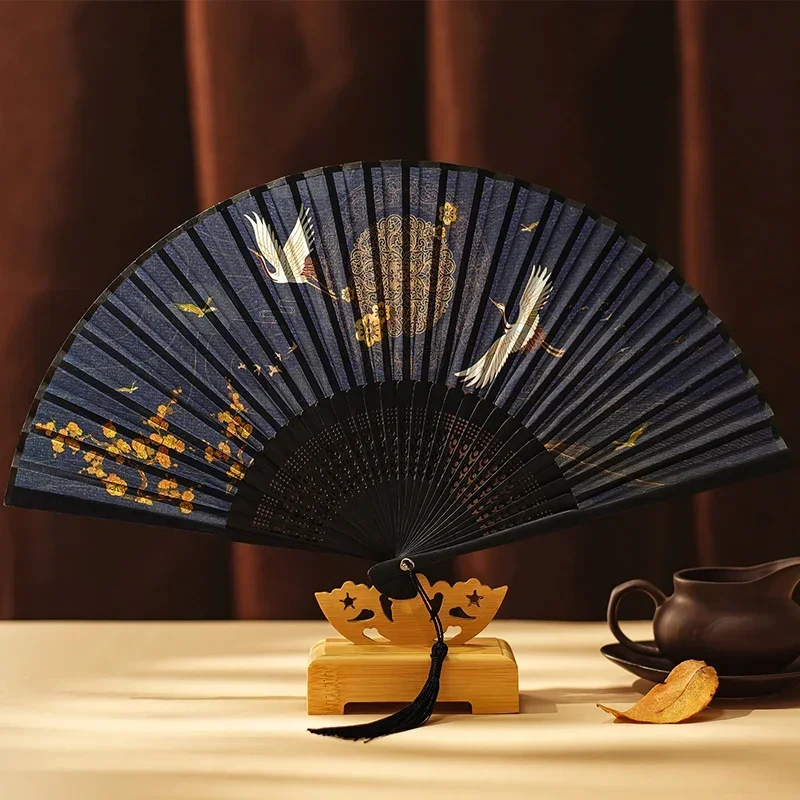 Fan Folding Fan Chinese Style Dancing Dance Japanese-style Small Retro Folding Classical Costume Tassel Cloth