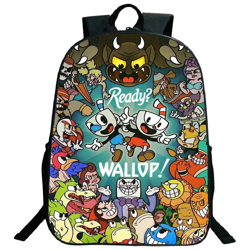 Large Capacity Cuphead Print Backpack for Boys Girls Student Cosplay Schoolbag Travel Bags Softback School Bags Laptop Bookbag