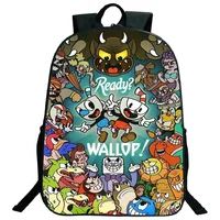 Mochila con estampado de Cuphead de gran capacidad para niños y niñas, mochila escolar para Cosplay, bolsas de viaje, mochilas escolares con tapa blanda, mochila para ordenador portátil