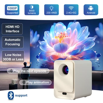 Bluetooth Mini Projector Android WiFi 1080P HD Home Theater Video LED 8000 Lumen Projector HDMI USB Audio Portable Projector