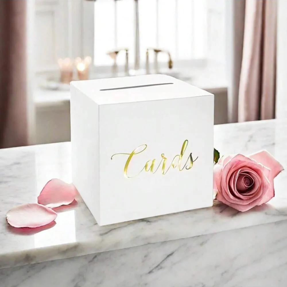 Creative White Black Wedding Card Box Blessing Cardboard Gift Card Box DIY Crafts Elegant Voting Card Box Home Decoration view 2