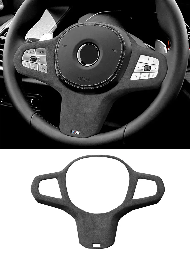

Fit for BMW X5 G05 2020 2021 2022 2023 2024 2025 2026 Made of Alcantara Steering Wheel Frame Cover Front Emblem Badge Sticker