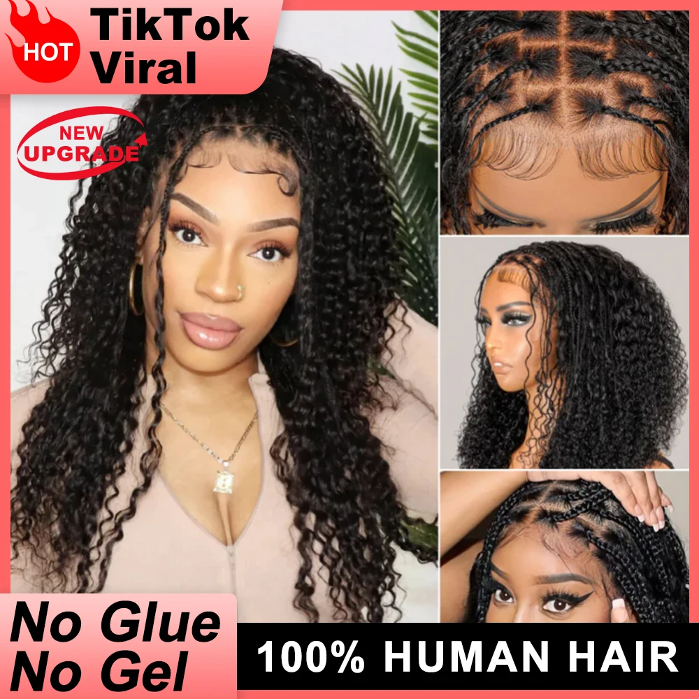 

FABA 9x6 Pre-Braided Goddess Braid PreMarting Wear GO Wig Lace Wig Natural Black Wig With Bleached Bye Bye Knots For Black Woman