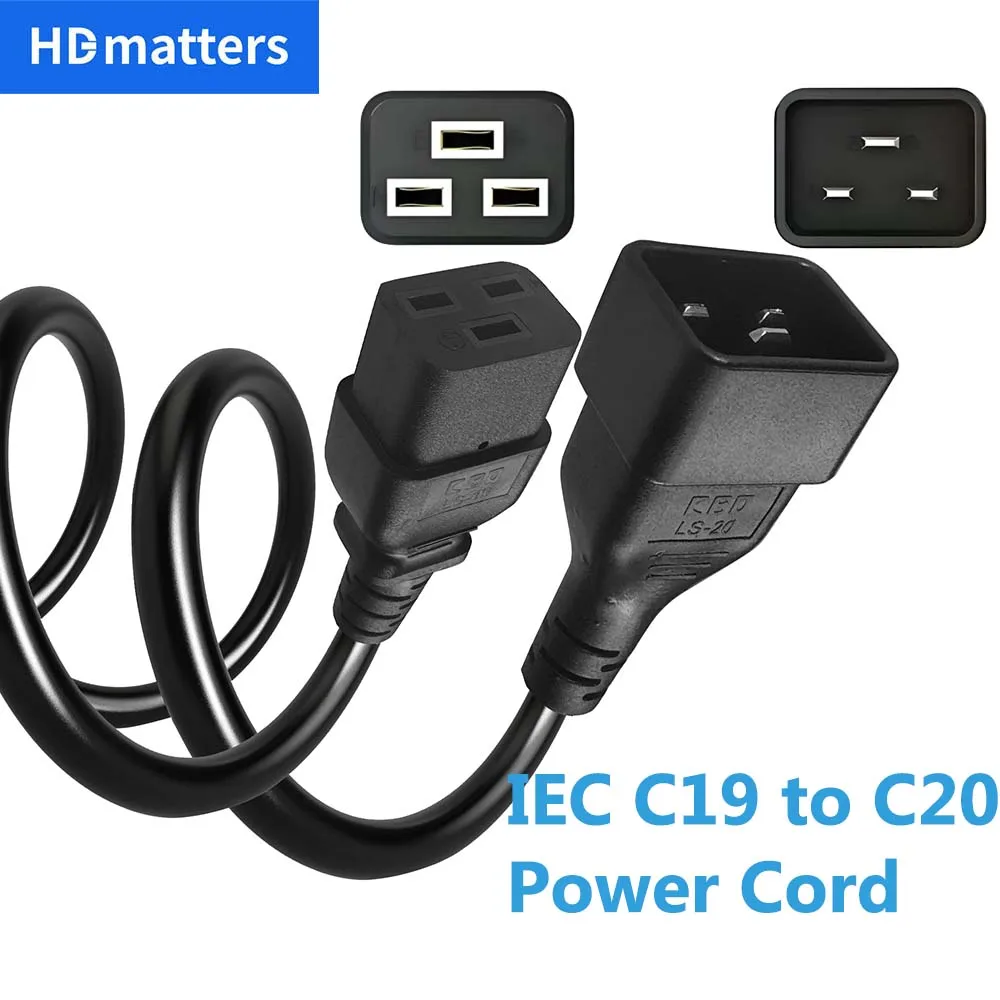 Cable de Alimentación IEC C19 a C20 de Alta Resistencia, Cable de Extensión IEC 320 C19 a IEC 320 C20, Cable de Alimentación EC 320 C19 a C20, Cable de Alimentación CA