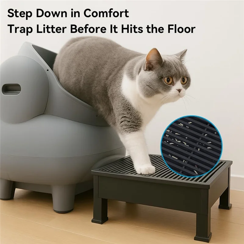 

Cat Ramp For Litter Box,Adjustable (3.5Inch & 6Inch) Elevated Litter Step, Easy To Clean,Double Layer Litter Trapper-B91B