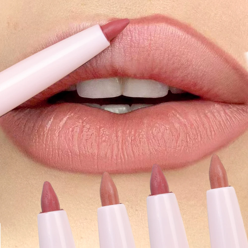 Lápiz Delineador de labios mate con doble punta, tinte de contorno rojo Sexy, lápiz labial duradero, taza antiadherente, maquillaje de labios hidratantes