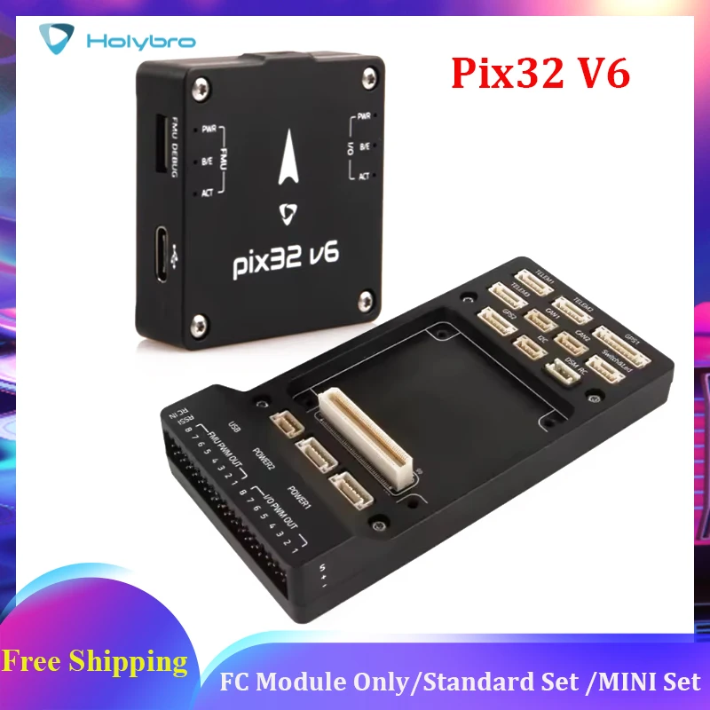 Holybro Pix32 v6 STM32H743 Flight Controller with BaseBoard Mini BaseBoard Power Module & M9N/M10 GPS RC Airplanes & Drones