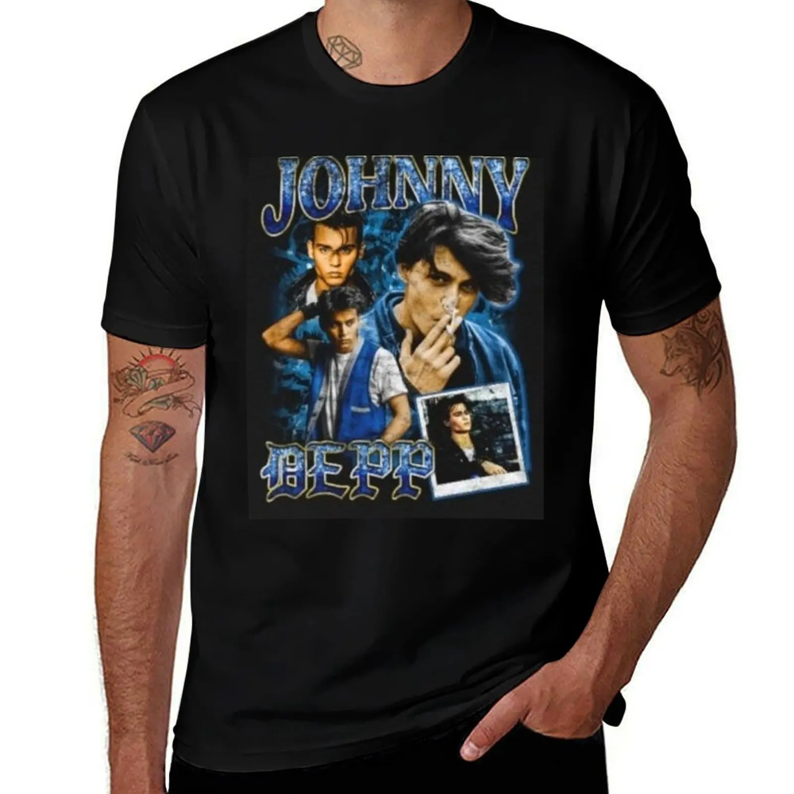 

johnny depp T-Shirt man clothes oversized t shirt customizeds basketball graphic tees mens white t shirts